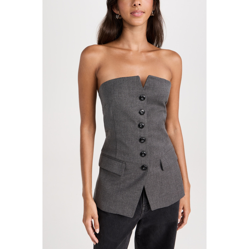Pixie Market Button Grey Strapless Top Size S